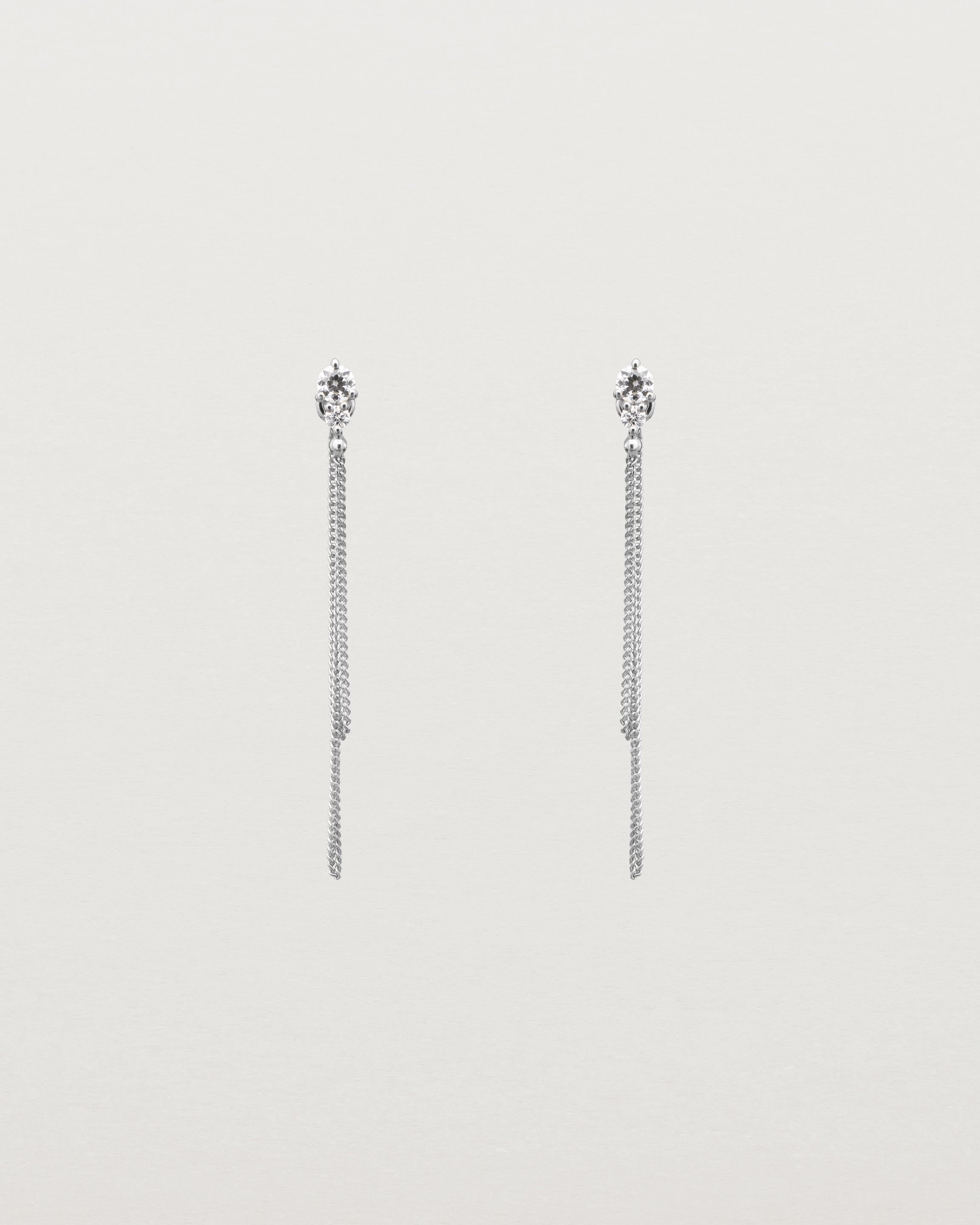 Front view of the Aiona Loop Studs | Diamonds in white gold.