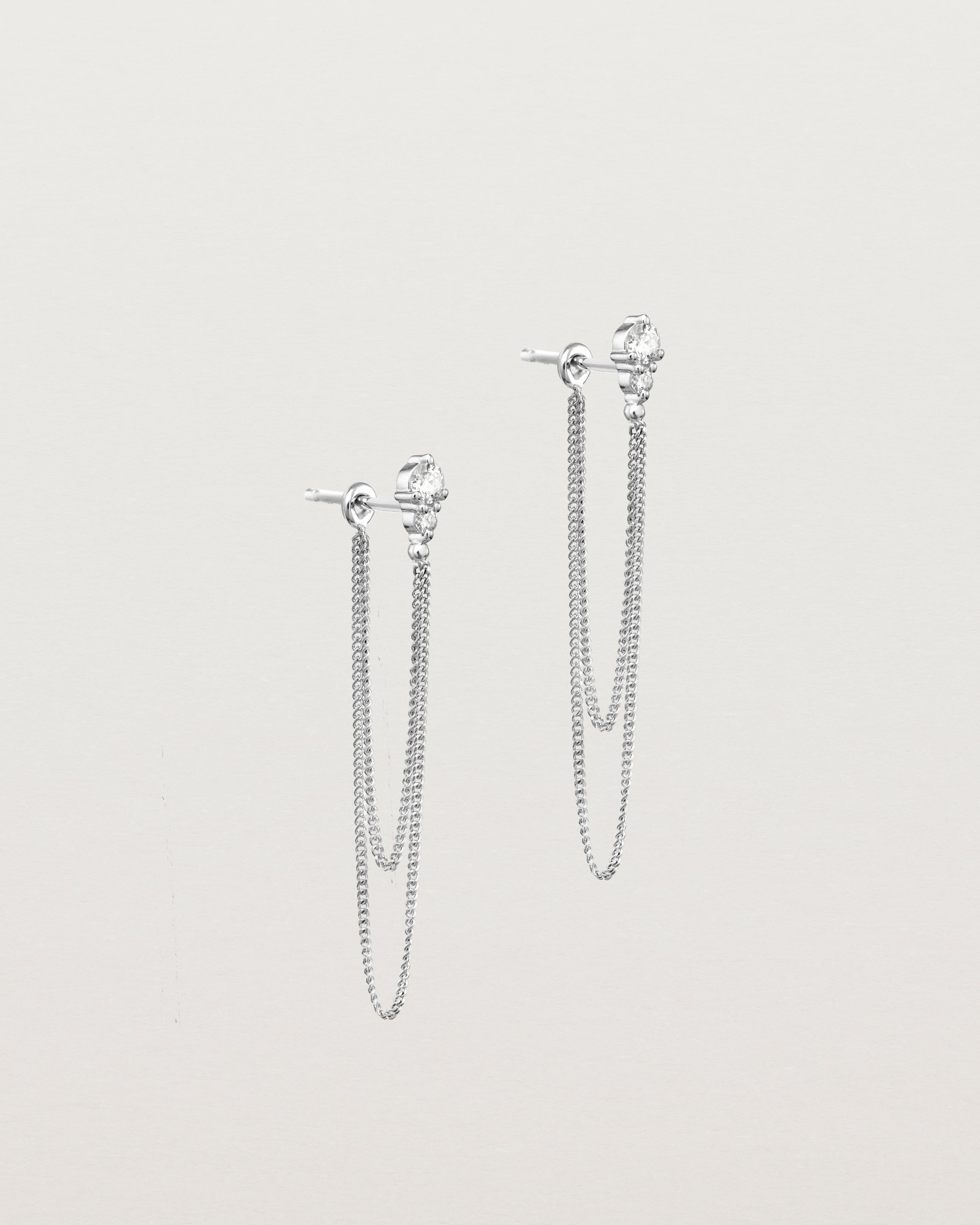 Side view of the Aiona Loop Studs | Diamonds in white gold.