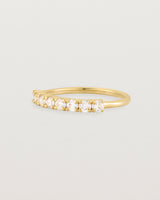 yellow Gold Diamond ring featuring seven white diamonds