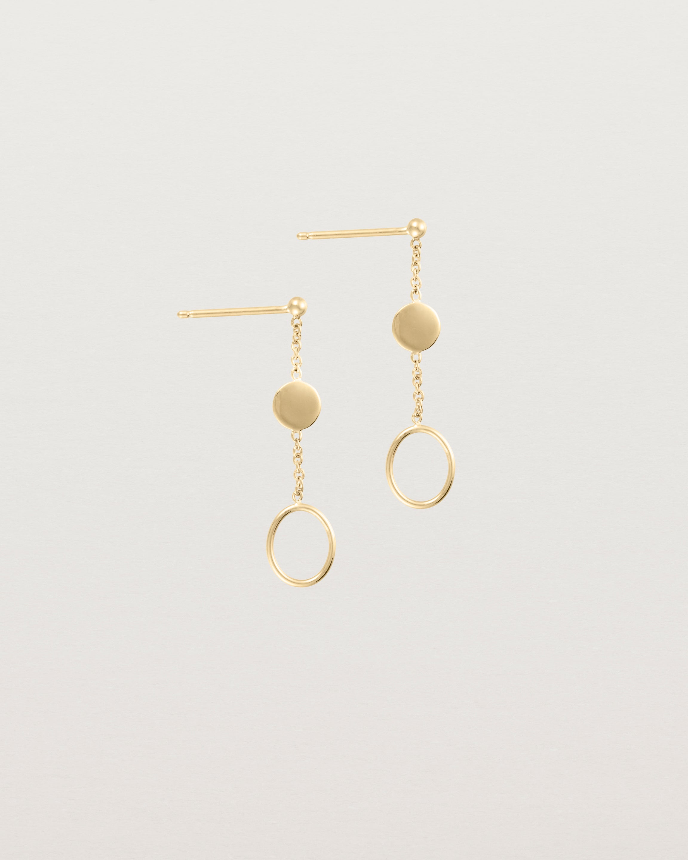 Hanging view of the Aiyana Earrings in Yellow Gold.