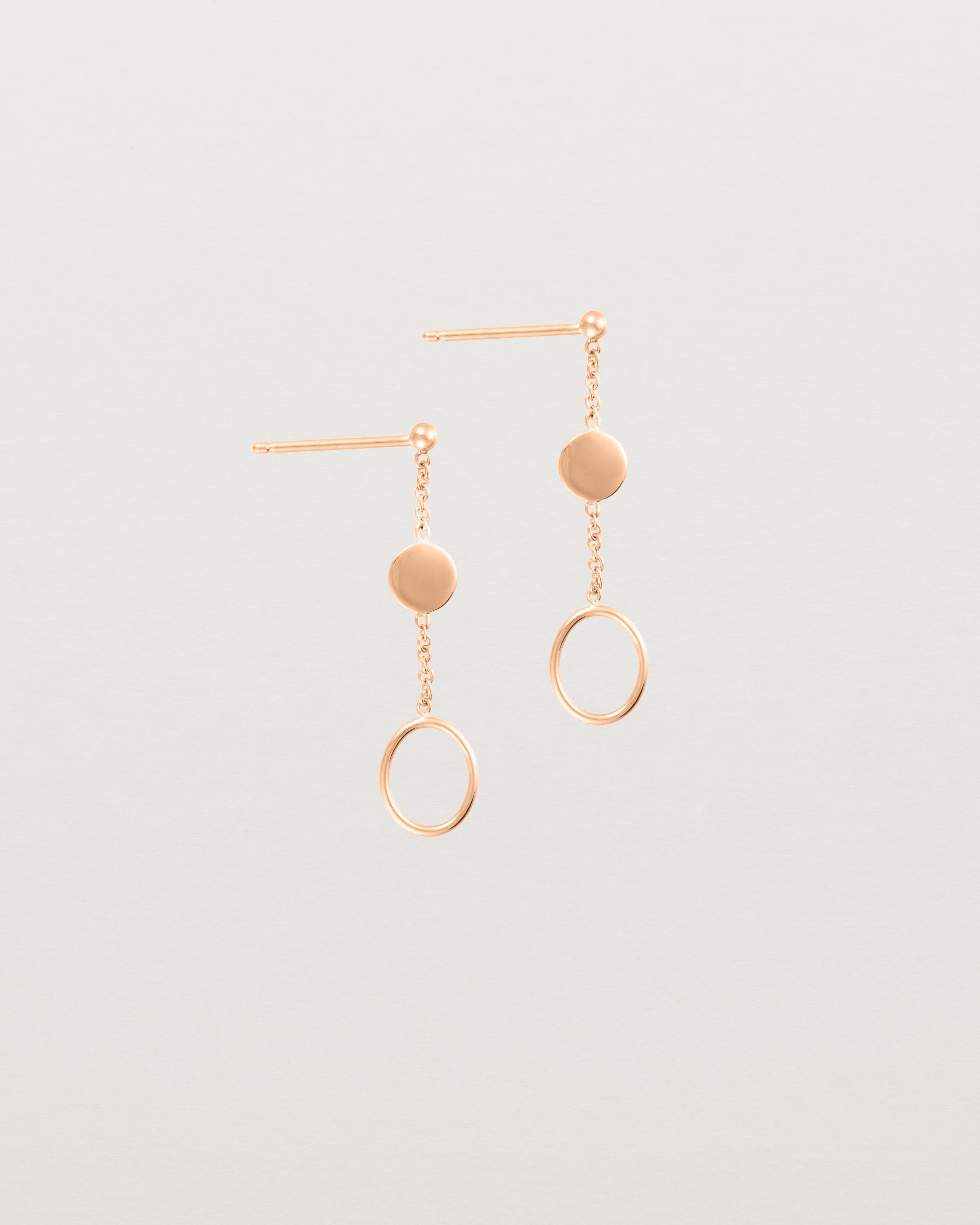 Hanging view of the Aiyana Earrings in Rose Gold.