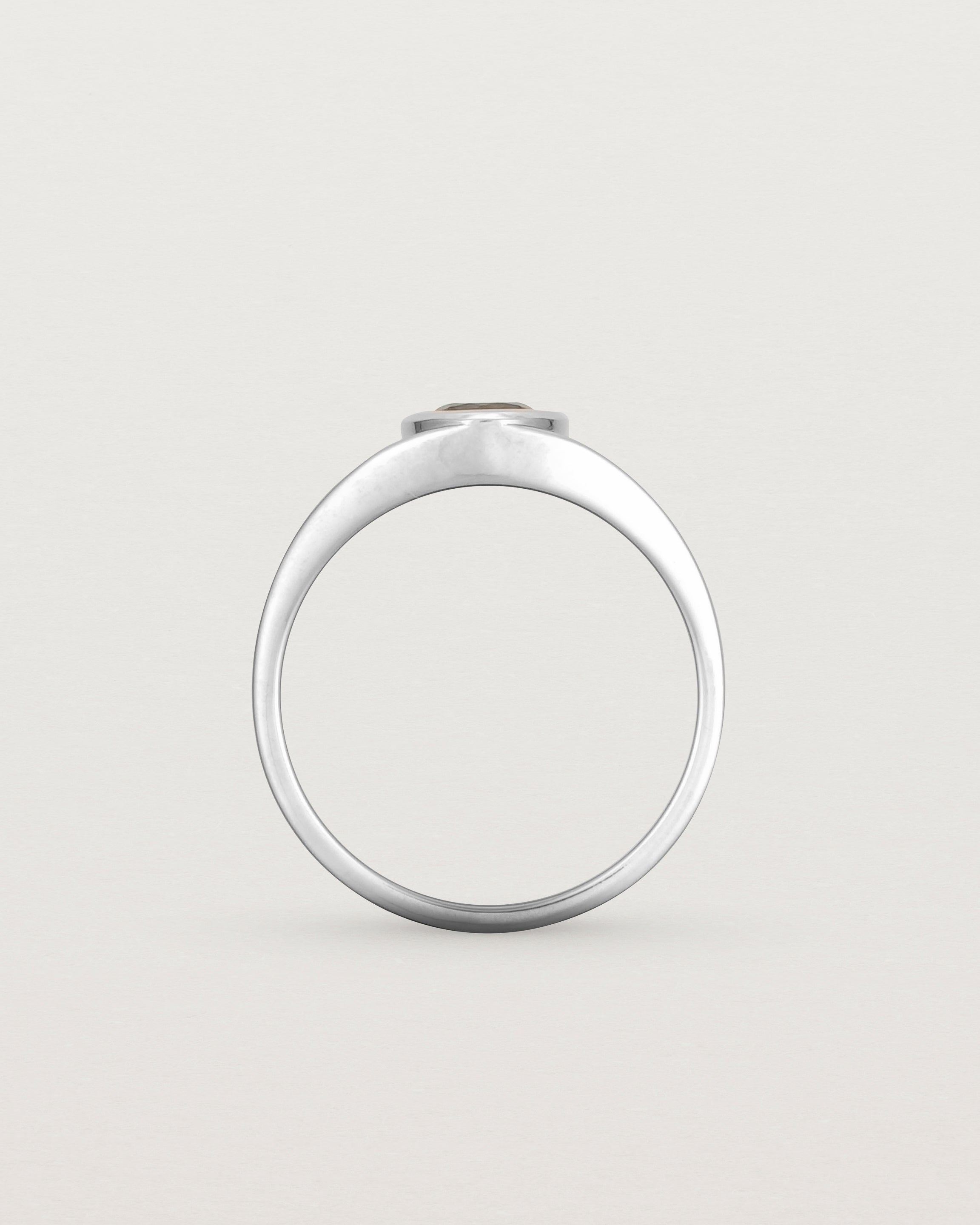 standing view of the Amos Ring | Australian Sapphire in white Gold.