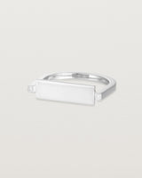 Angled view of the Antares Plate Ring | Diamonds | White Gold.