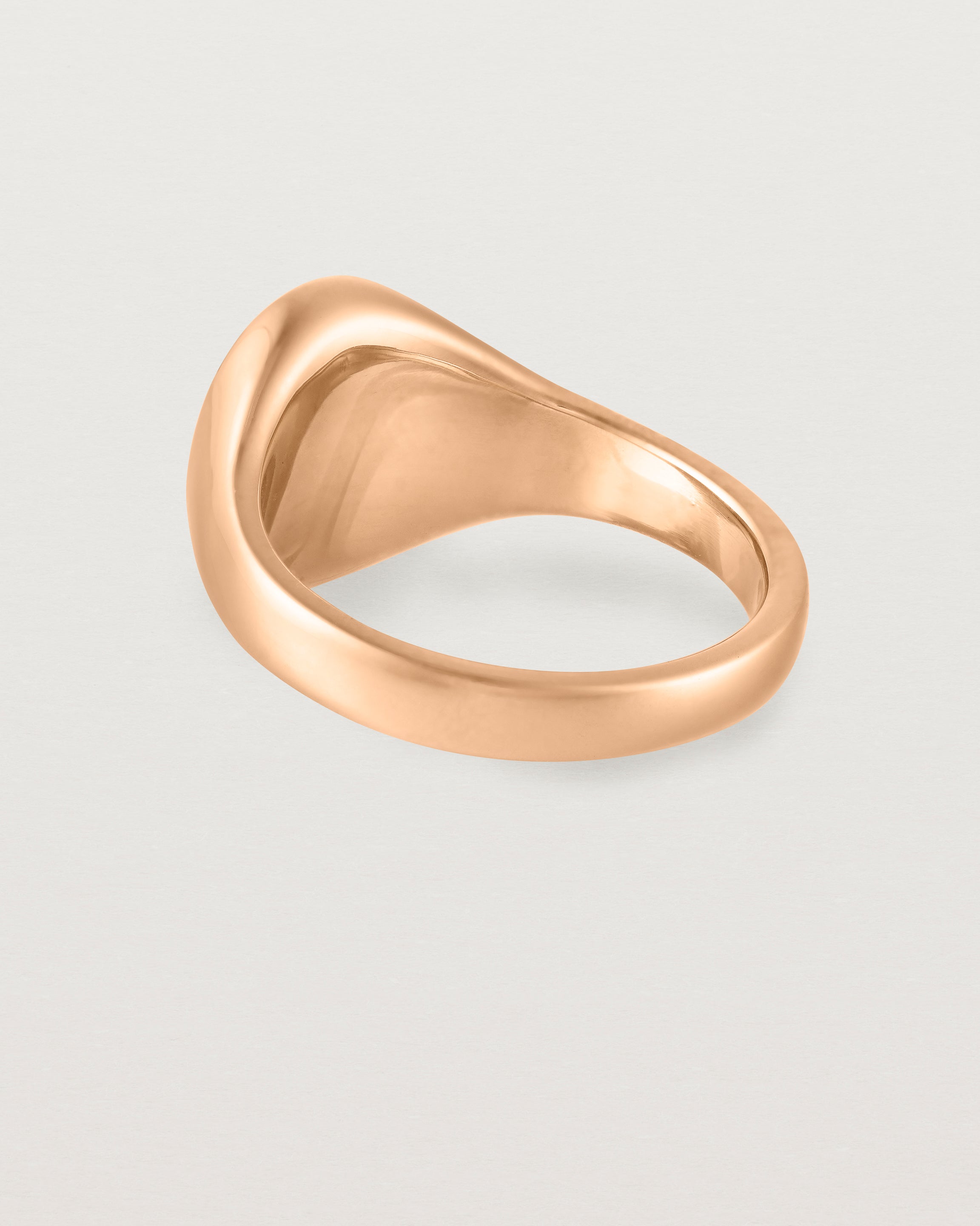 Back view of the Arden Signet Ring in Rose Gold.