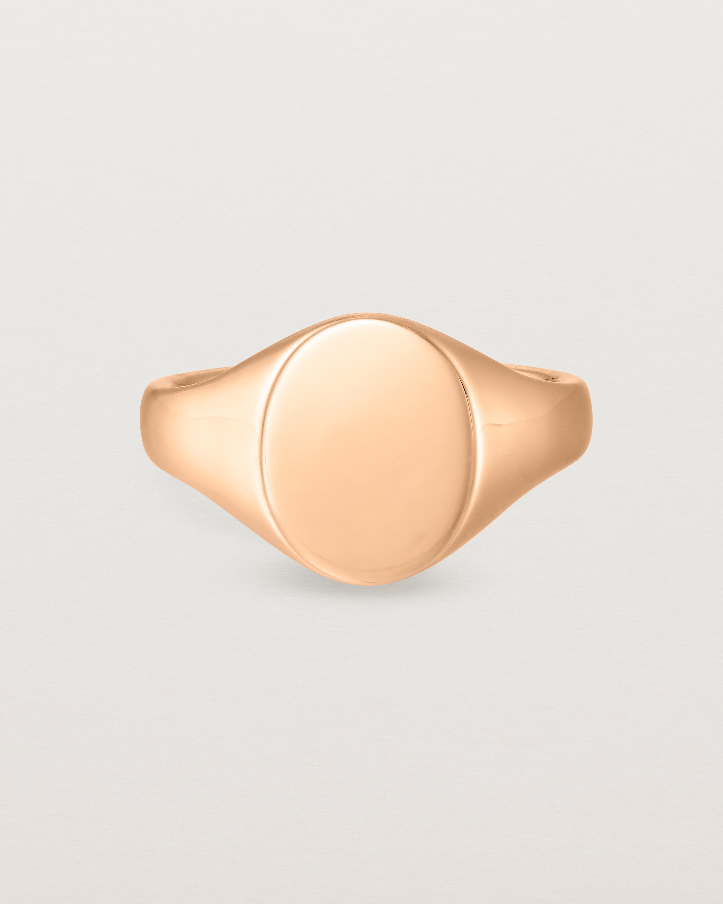 Front view of the Arden Signet Ring in Rose Gold.