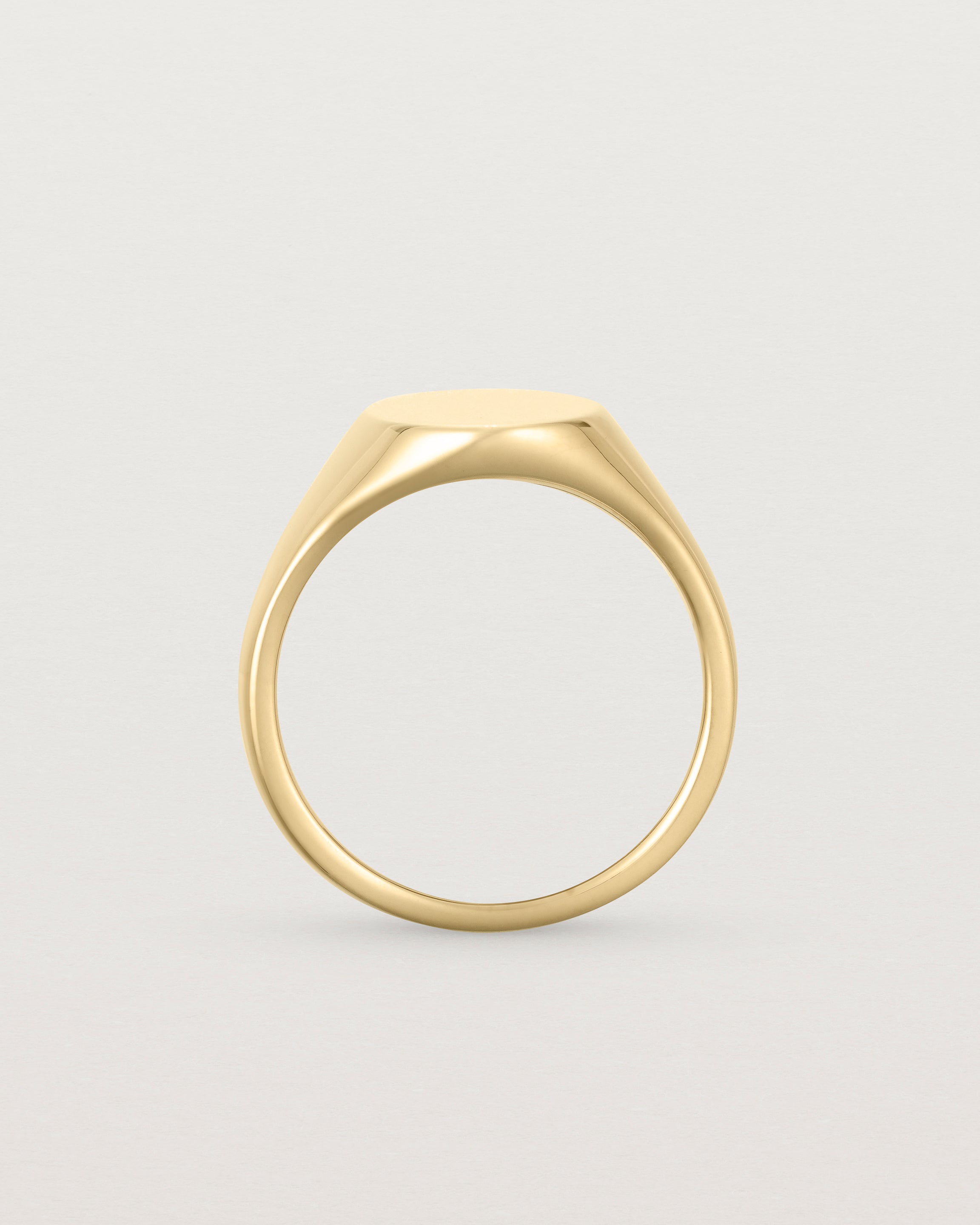 Standing view of the Arden Signet Ring in Yellow Gold.