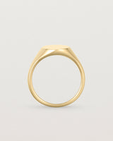 Standing view of the Arden Signet Ring in Yellow Gold.