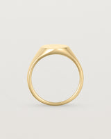 Standing view of the Arden Signet Ring in Yellow Gold.