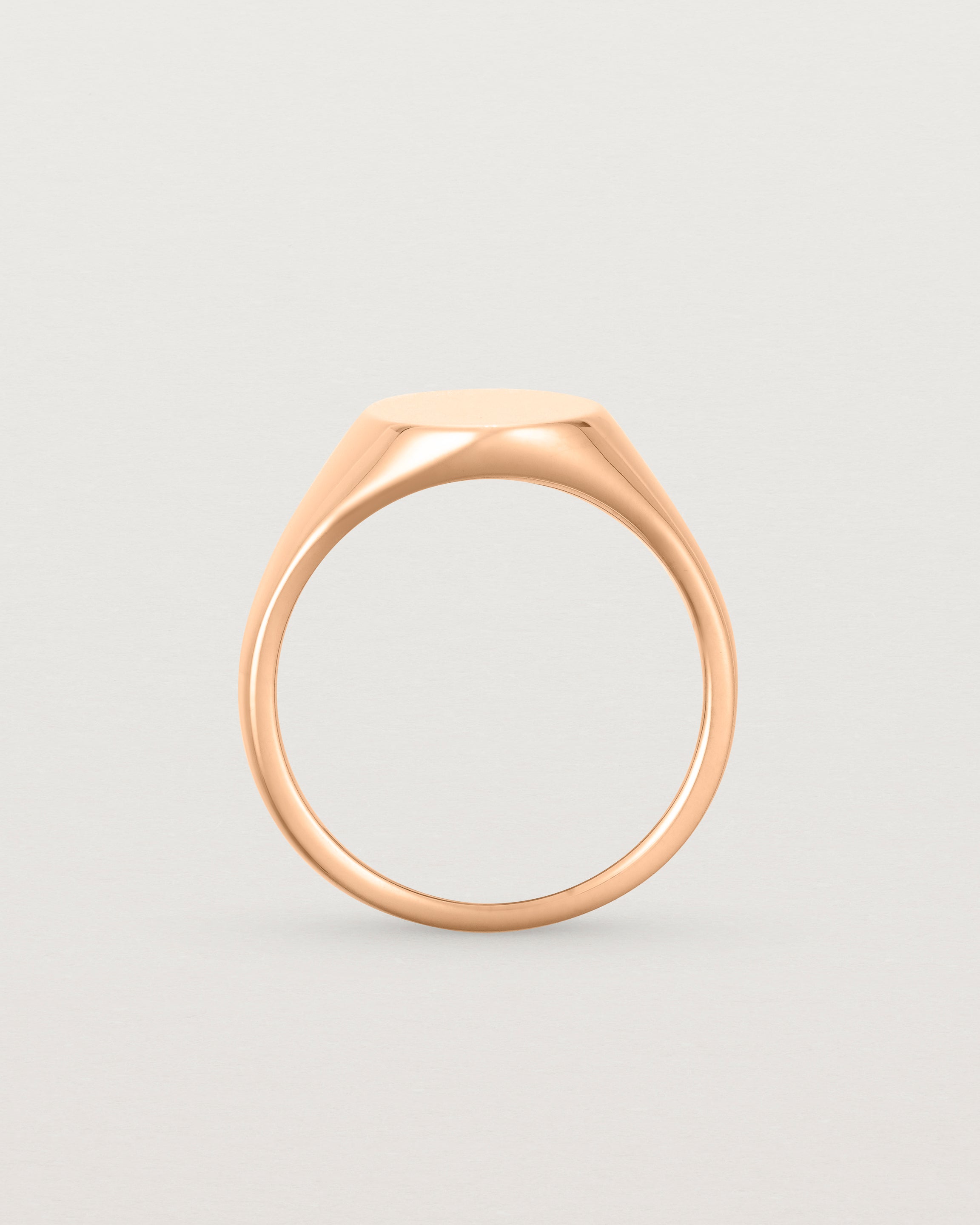 Standing view of the Arden Signet Ring in Rose Gold.