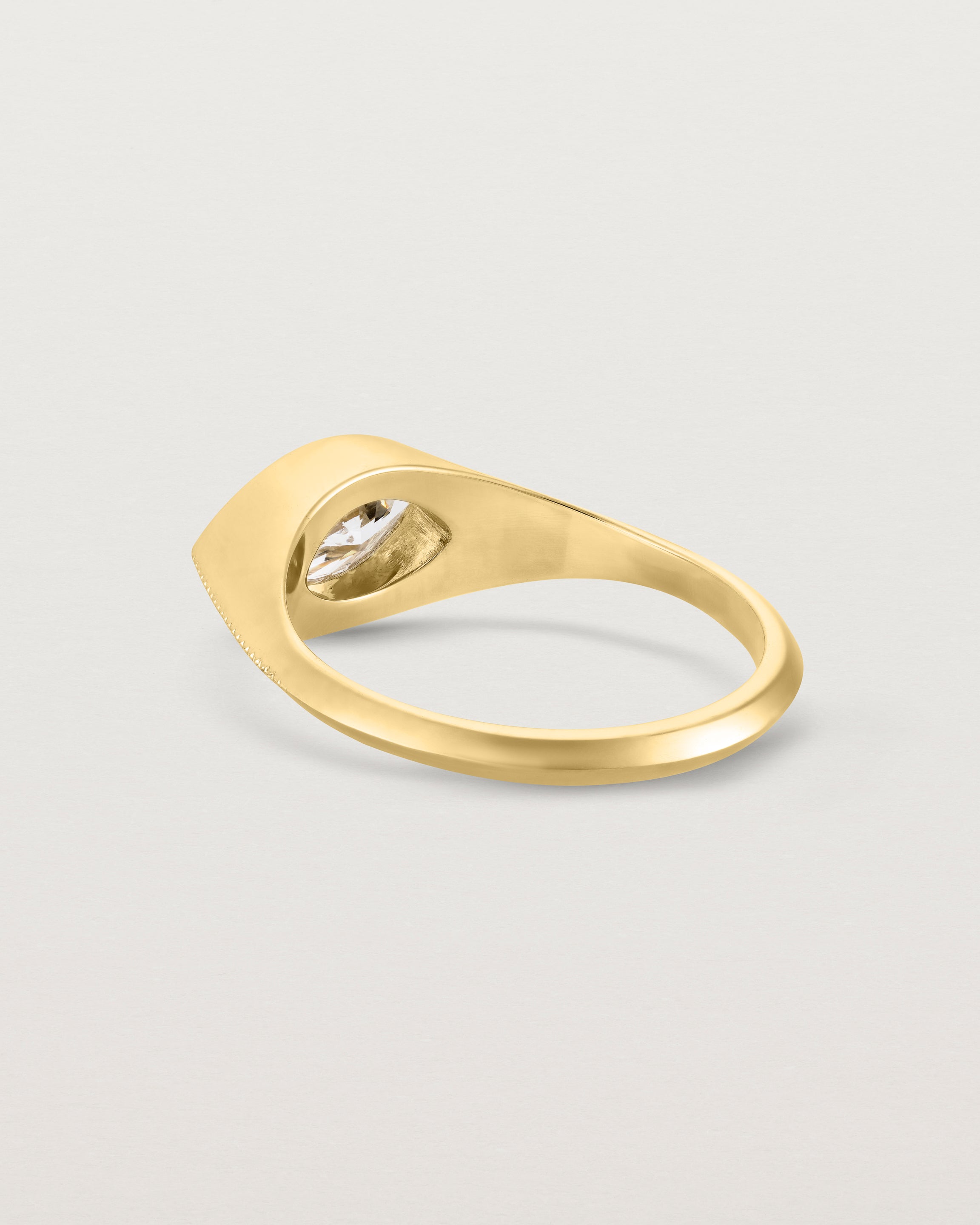 Back view of the Átlas Marquise Signet | Laboratory Grown Diamond in yellow gold, in a polished finish.