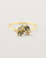 Turquoise sapphire ring crafted in yellow gold