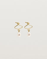 Pearl drop earrings with vintage detailing, crafted in yellow gold