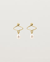 Pearl drop earrings with vintage detailing, crafted in yellow gold