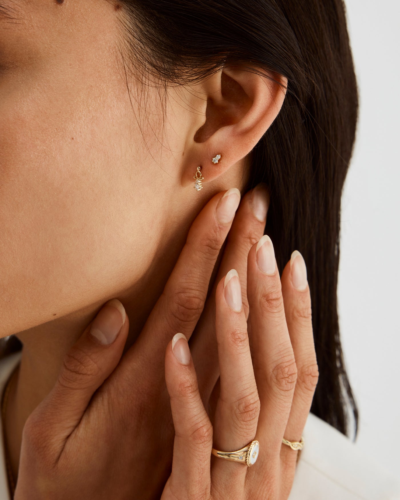 A woman wearing the Callie Studs