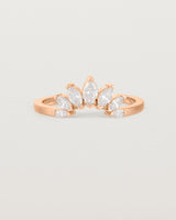 A white diamond, sun-beam inspired crown ring crafted in rose gold