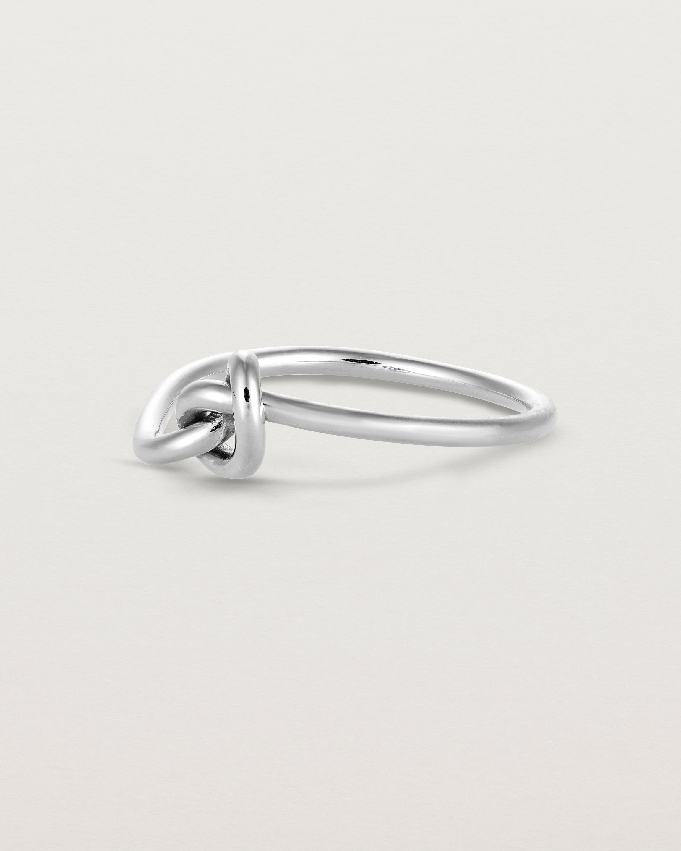 Angled view of the Cara Ring in sterling silver.