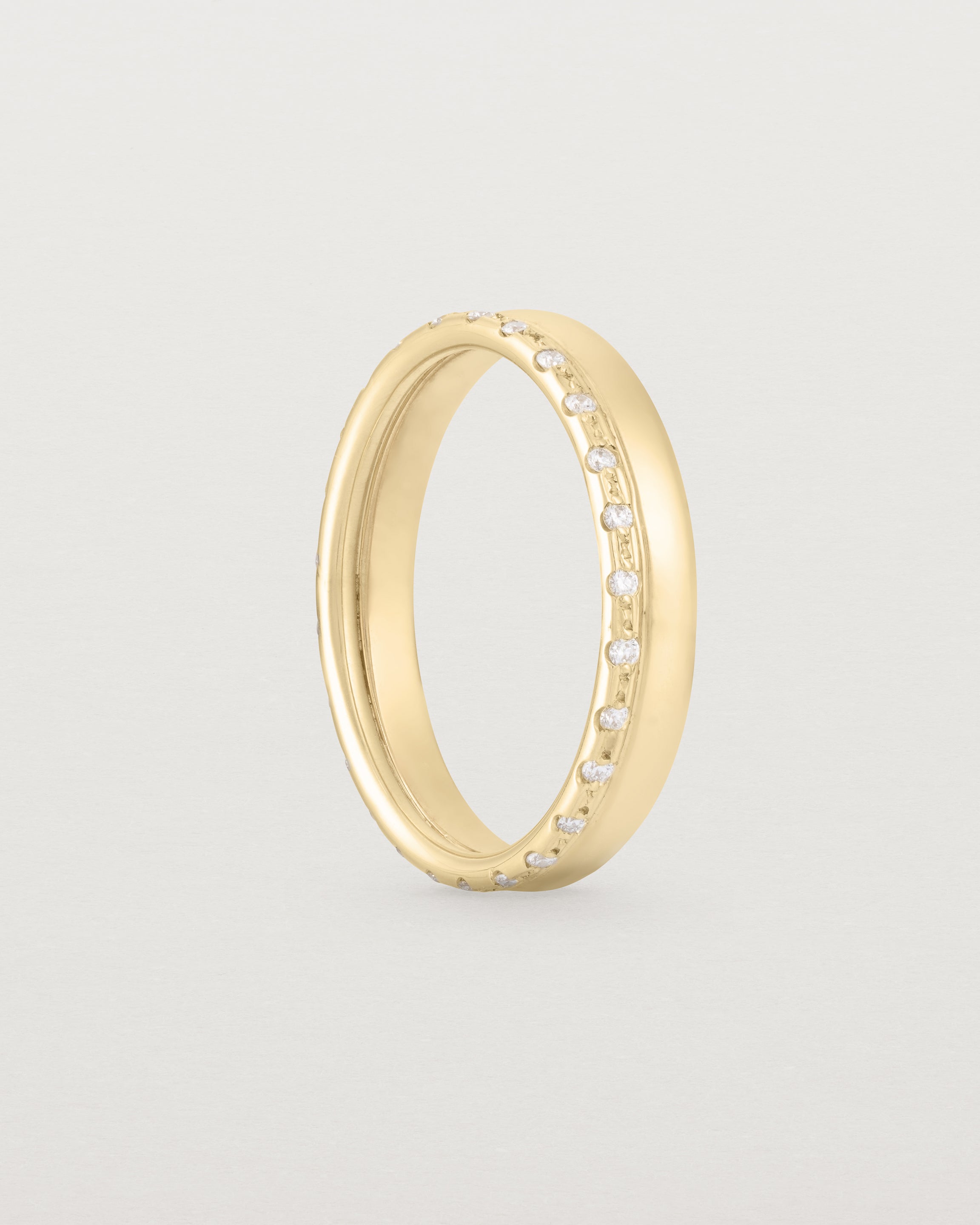 Standing view of the Cascade Double Band | Diamonds | Yellow Gold