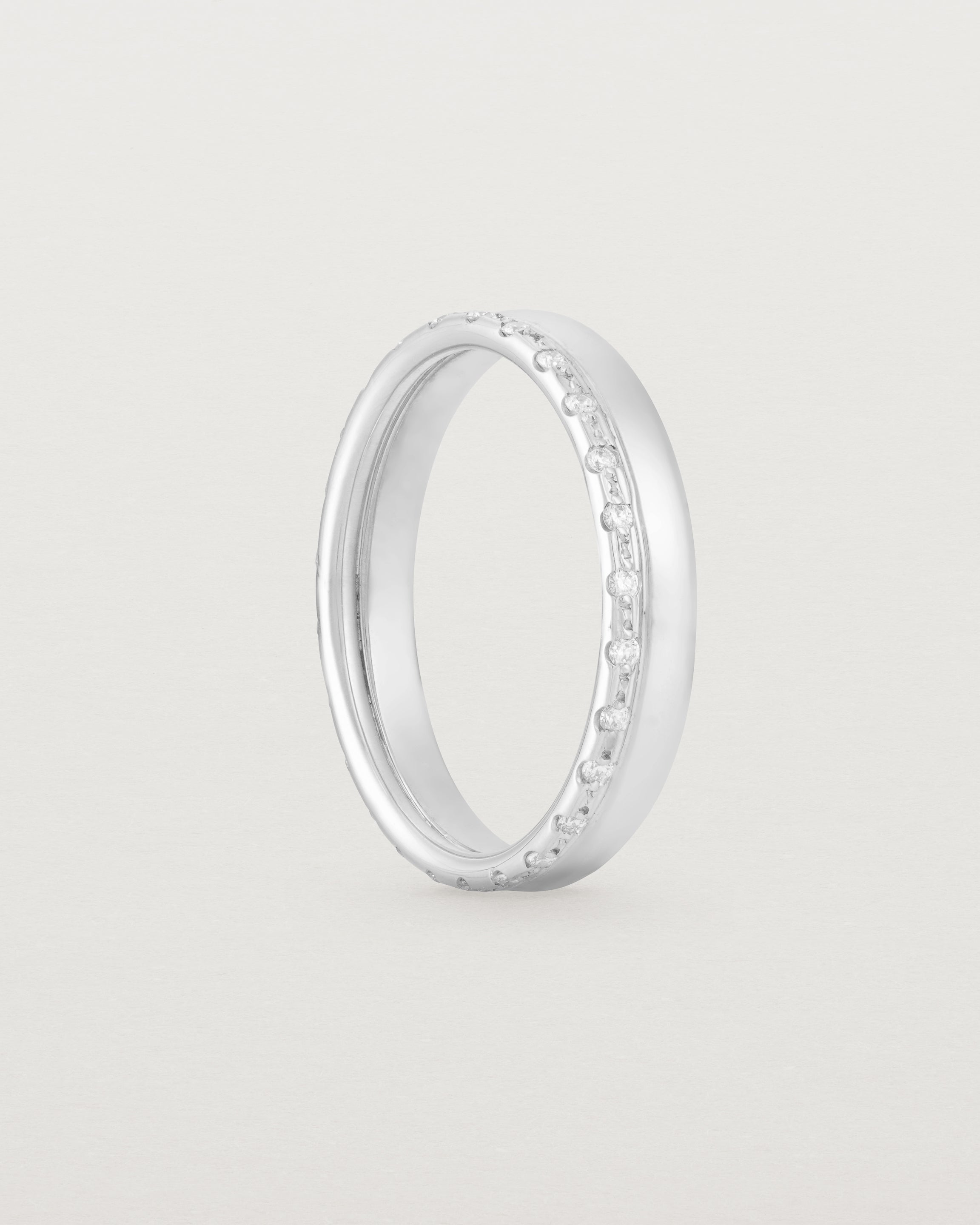Standing view of the Cascade Double Band | Diamonds | White Gold