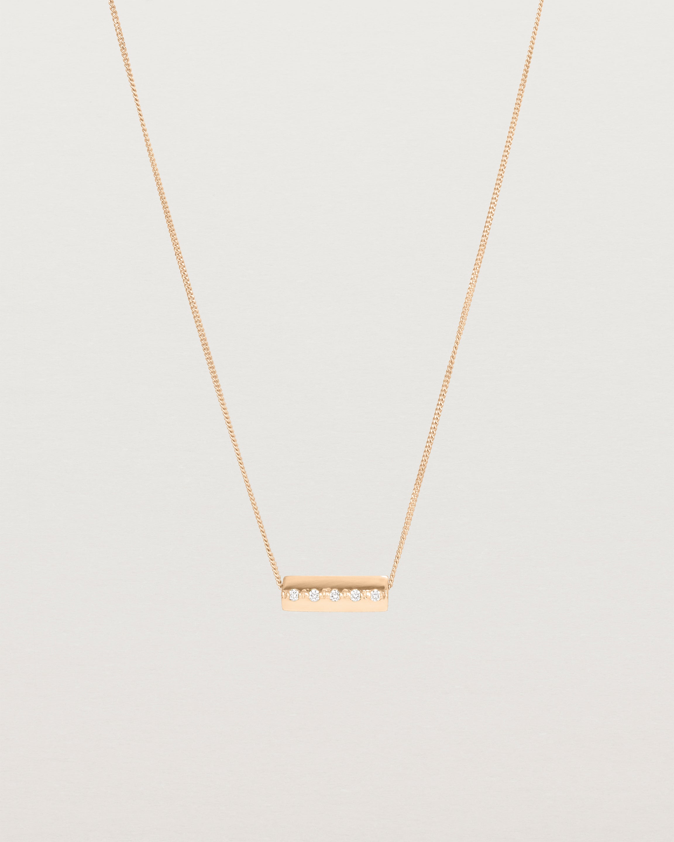 Front view of the Cascade Knife Edge Necklace | Diamonds in rose gold.