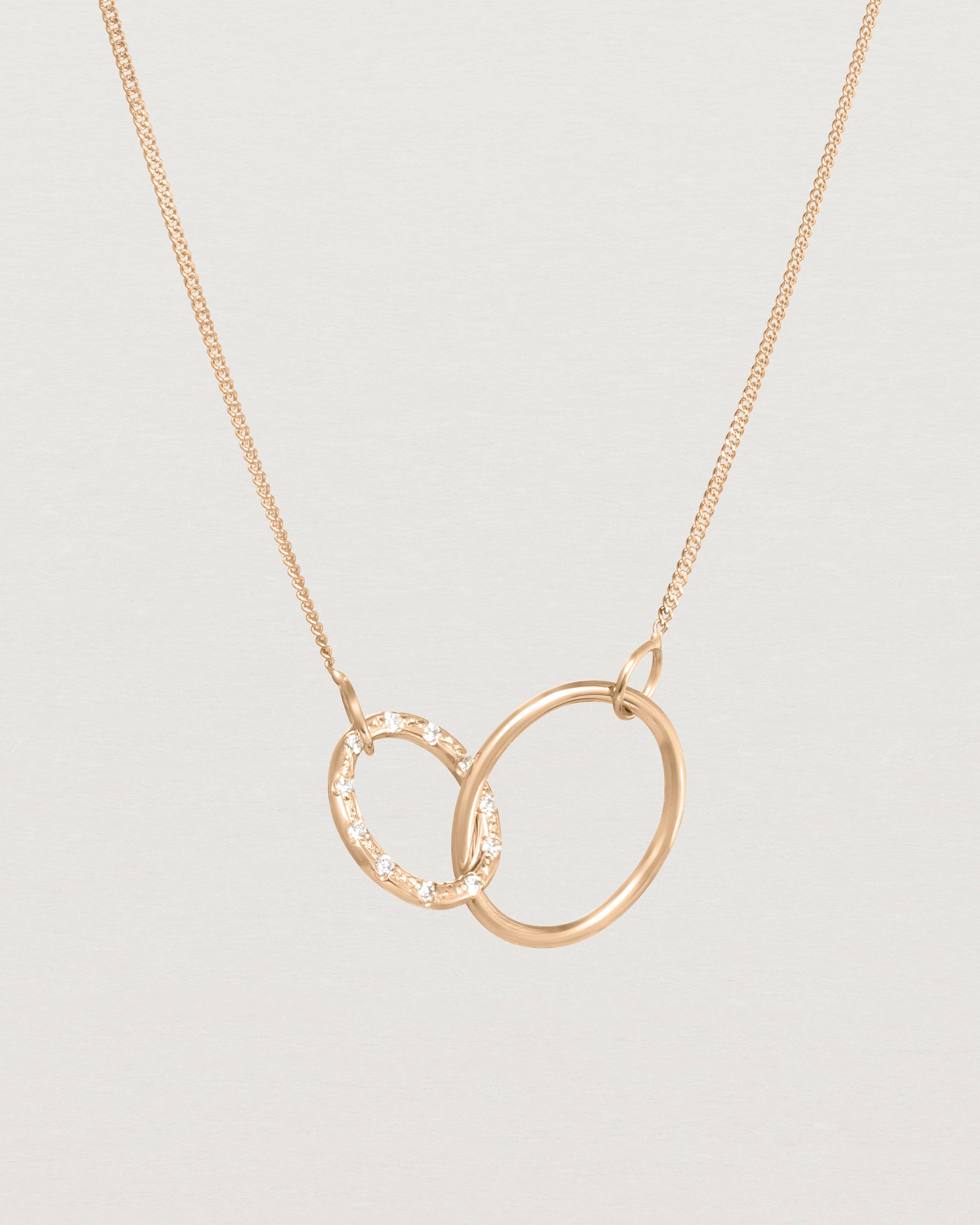 Front view of the Cascade Loop Through Oval Necklace | Diamonds | Rose Gold