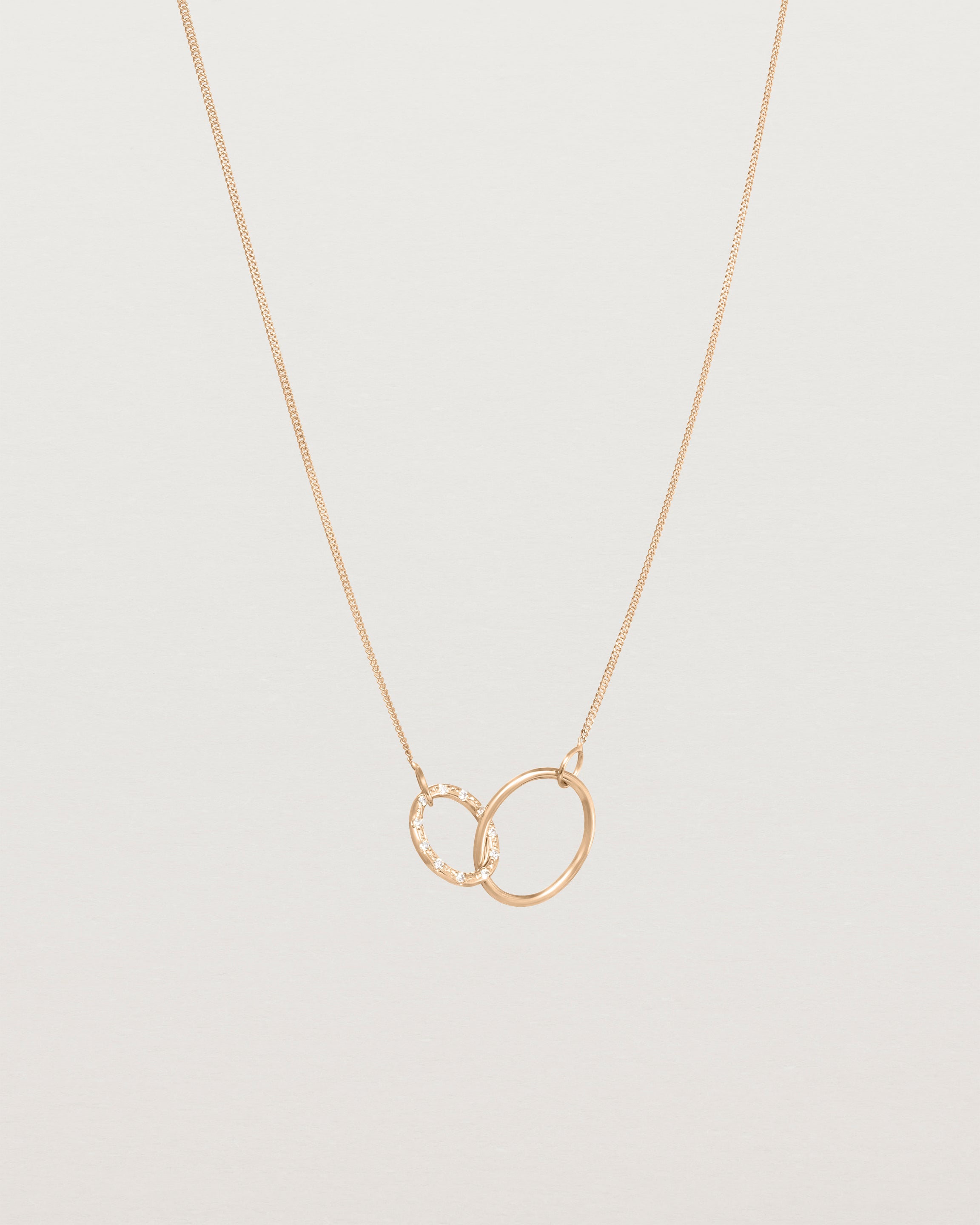 Front view of the Cascade Loop Through Oval Necklace | Diamonds | Rose Gold