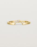 A classic small arc crown ring featuring scattered white diamonds, crafted in yellow gold