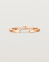 A classic small arc crown ring featuring scattered white diamonds, crafted in rose gold