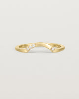 Fit three of a classic arc crown ring featuring scattered white diamonds, crafted in yellow gold