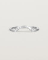 Fit three of a classic arc crown ring featuring scattered white diamonds, crafted in white gold