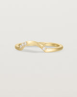 Fit three of a classic arc crown ring featuring scattered white diamonds, crafted in yellow gold