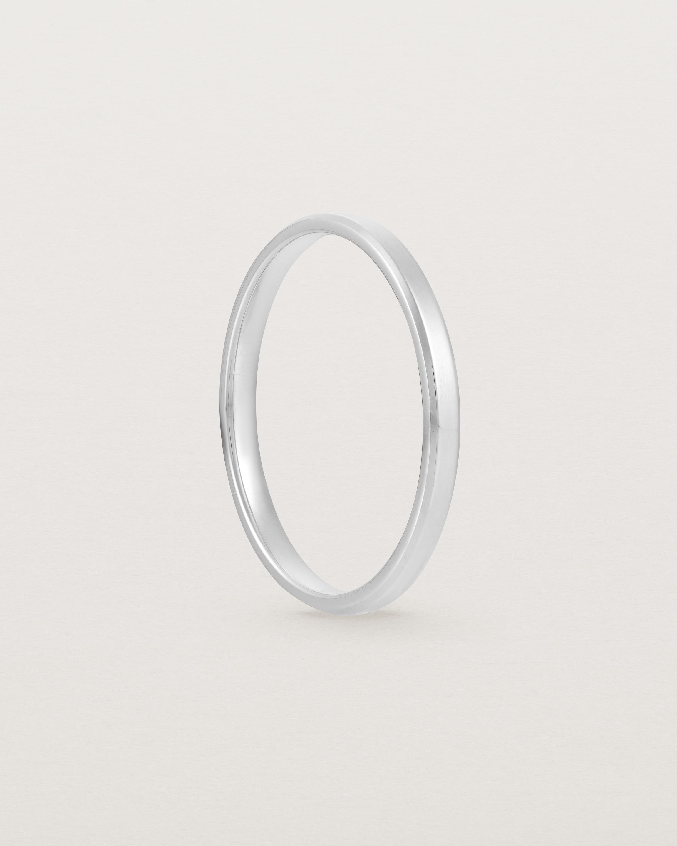 2mm white gold wedding band with a chamfered edge