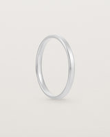 2mm white gold wedding band with a chamfered edge