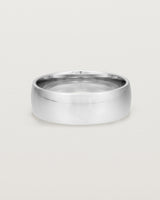The front view of a heavy 7mm wedding band in sterling silver