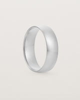 A bold 6mm wedding band crafted in white gold