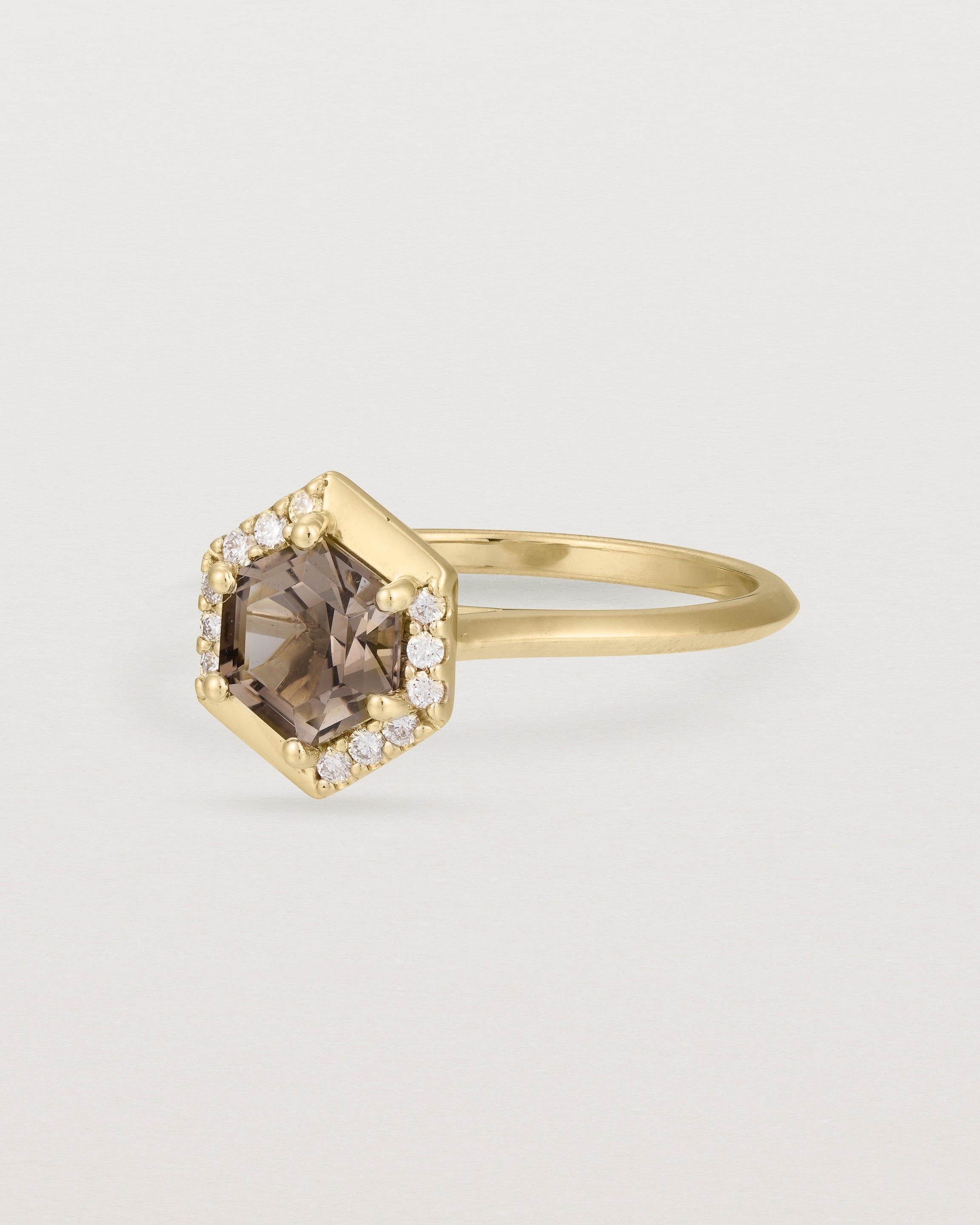 Cleo Halo Ring | Smokey Quartz & Diamonds