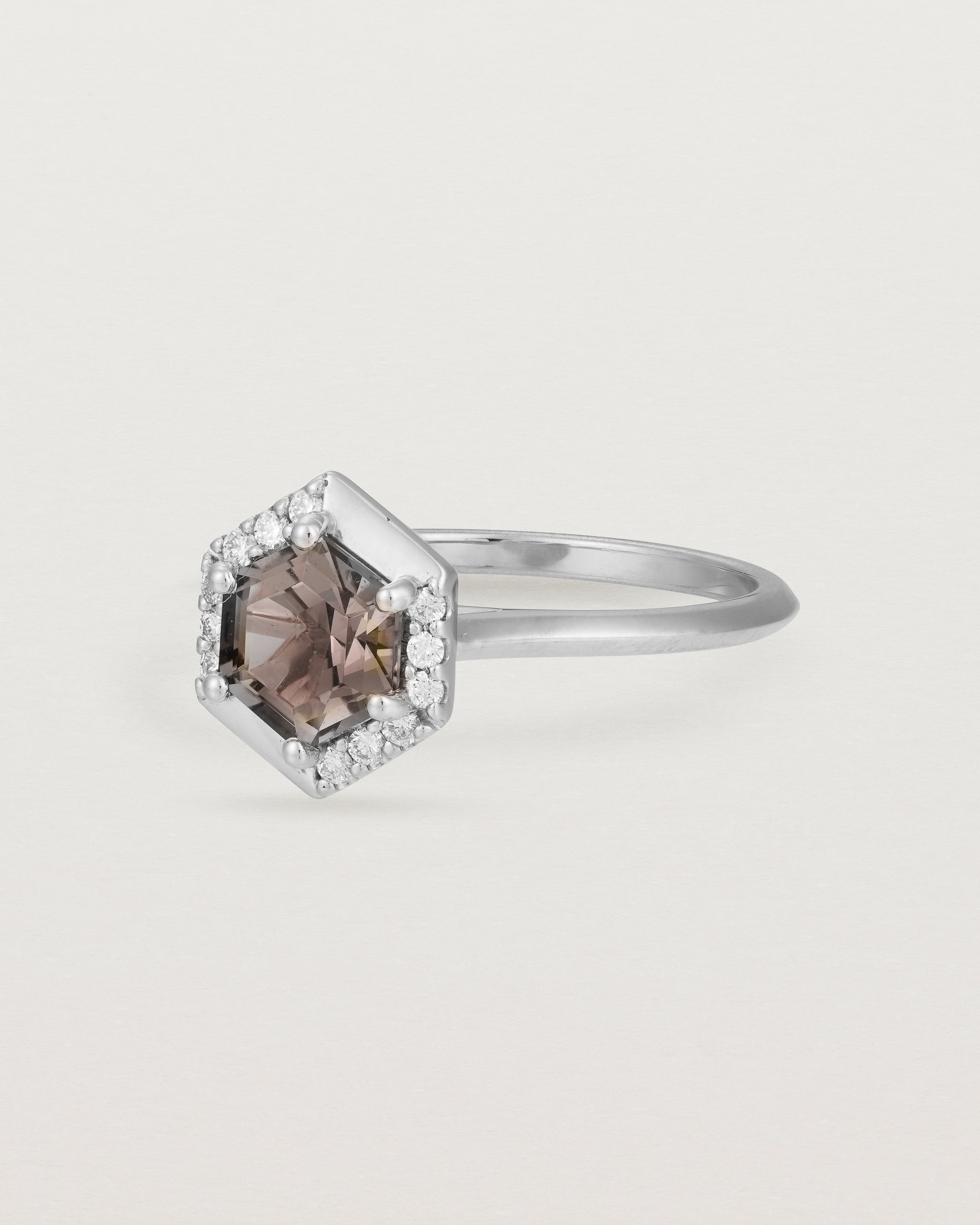 Cleo Halo Ring | Smokey Quartz & Diamonds