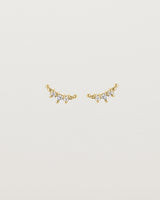 Front view of the Crescent Studs | Diamonds in yellow gold.