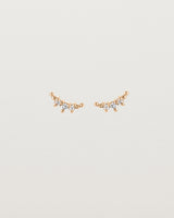 Front view of the Crescent Studs | Diamonds in rose gold.