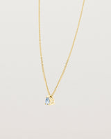Angled view of the Danaë Slider Pendant | Sapphire | Yellow Gold.