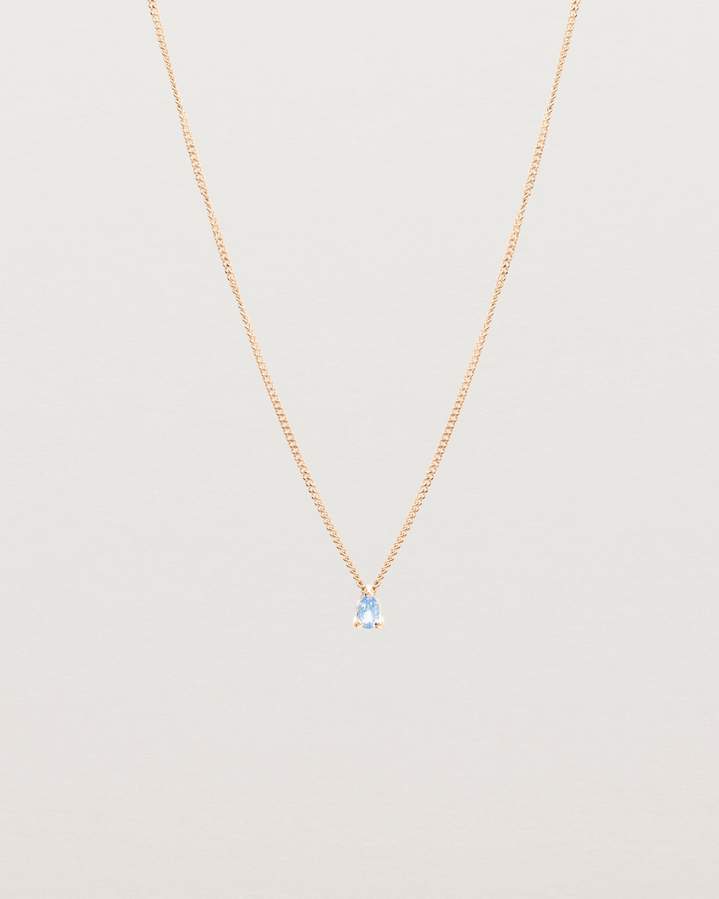 Full view of the Danaë Slider Pendant | Sapphire | Rose Gold.