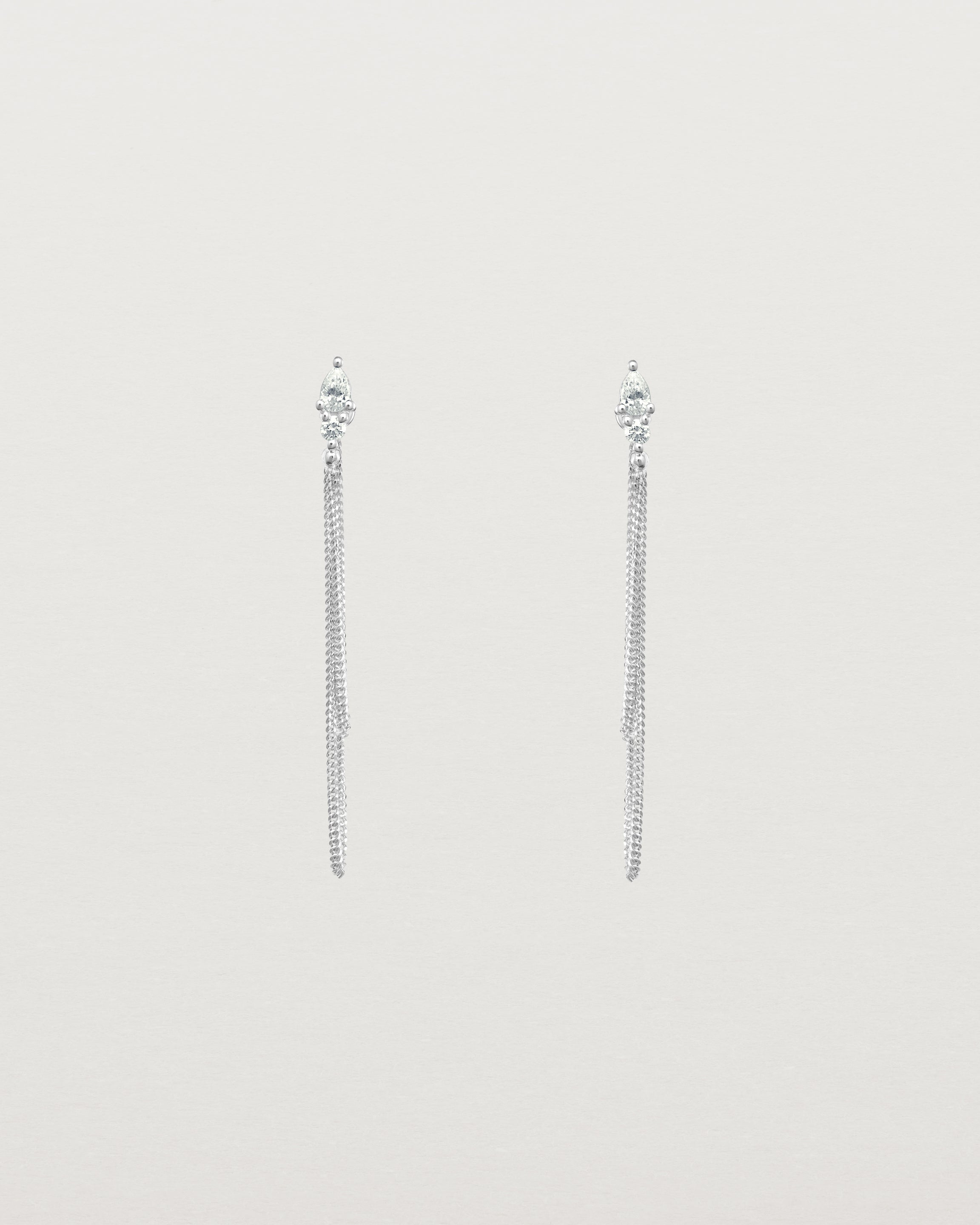 Front view of the Danaë Loop Studs | Diamonds | White Gold.