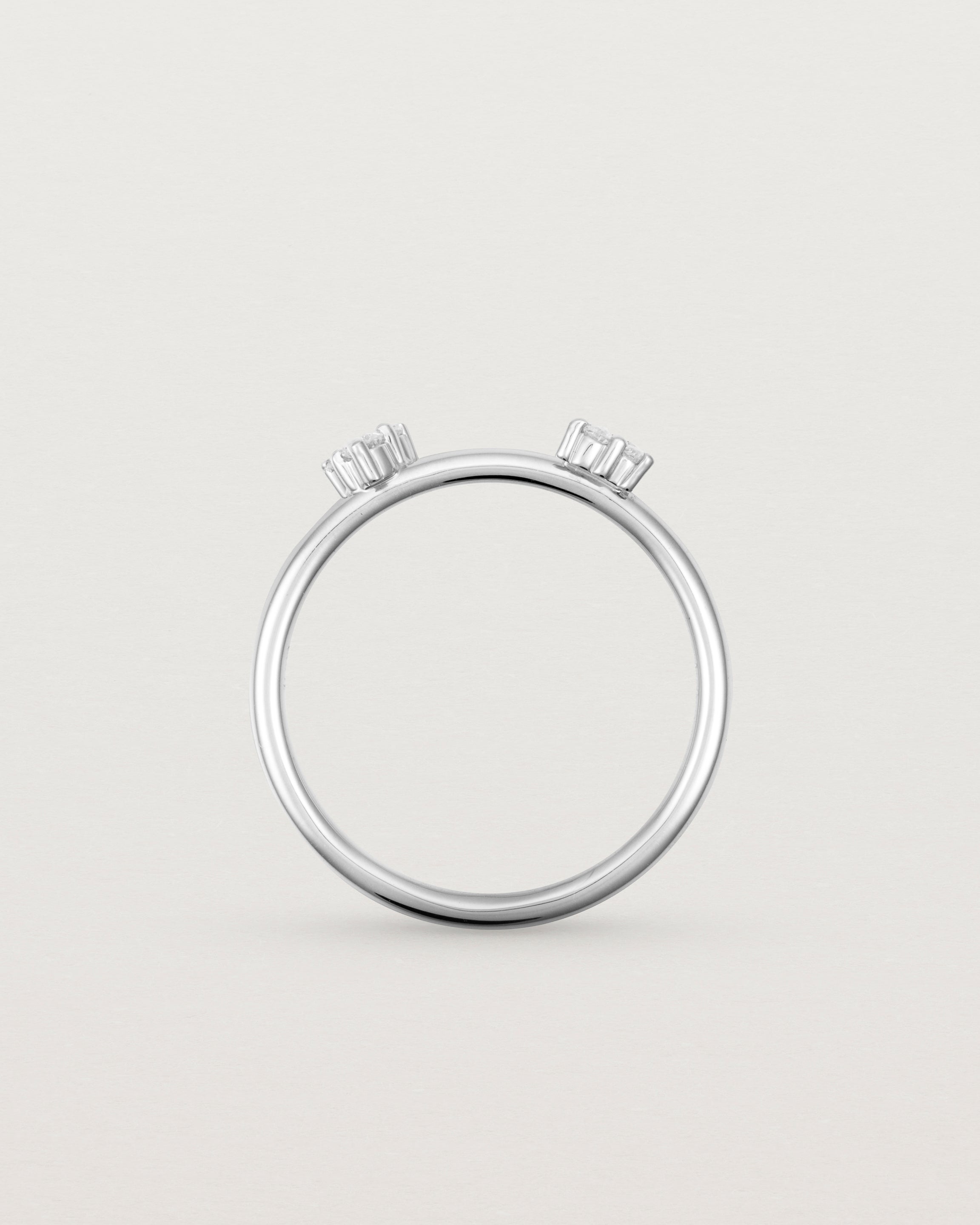 Standing view of the Della Cluster Ring | Diamonds | White Gold.