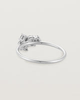 Back view of a white diamond cluster ring in white gold