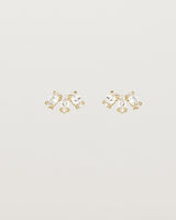 Front view of the Sun Studs | Diamonds in yellow gold.