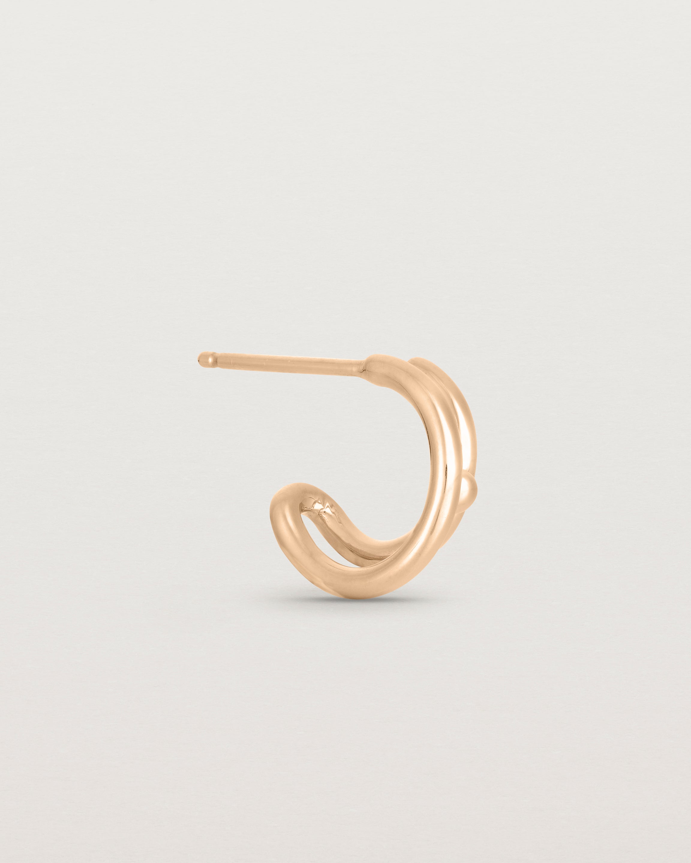 Side view of the Double Reliquum Hoops in rose gold.