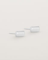 A pair of simple rectangle sterling silver studs
