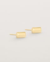 A pair of simple rectangle yellow gold studs