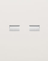 A pair of simple rectangle sterling silver studs