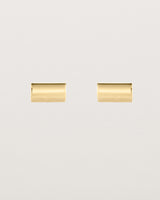 A pair of simple rectangle yellow gold studs