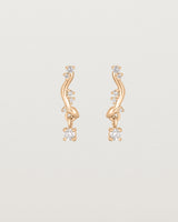 front image of diamond drop ember earrings in rose gold.